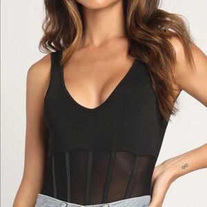 Lulus Sheer Perfection Black Mesh Sleeveless Bodysuit